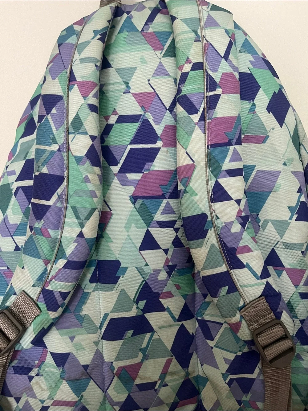 L.L. Bean Geometric Print Backpack in Teal, Navy, Purple